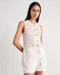 JAG brita longline knit vest milk