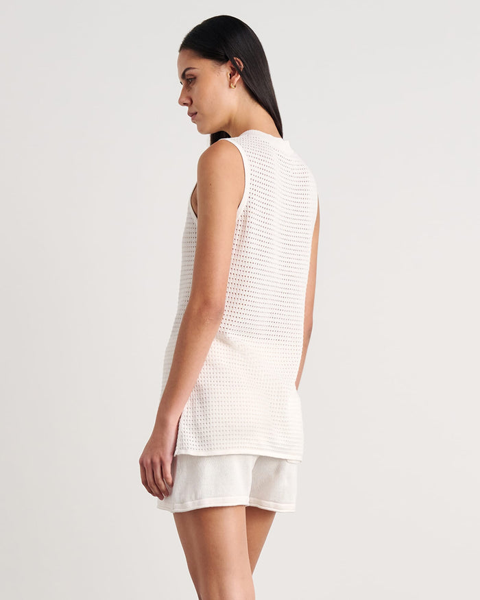 JAG brita longline knit vest milk