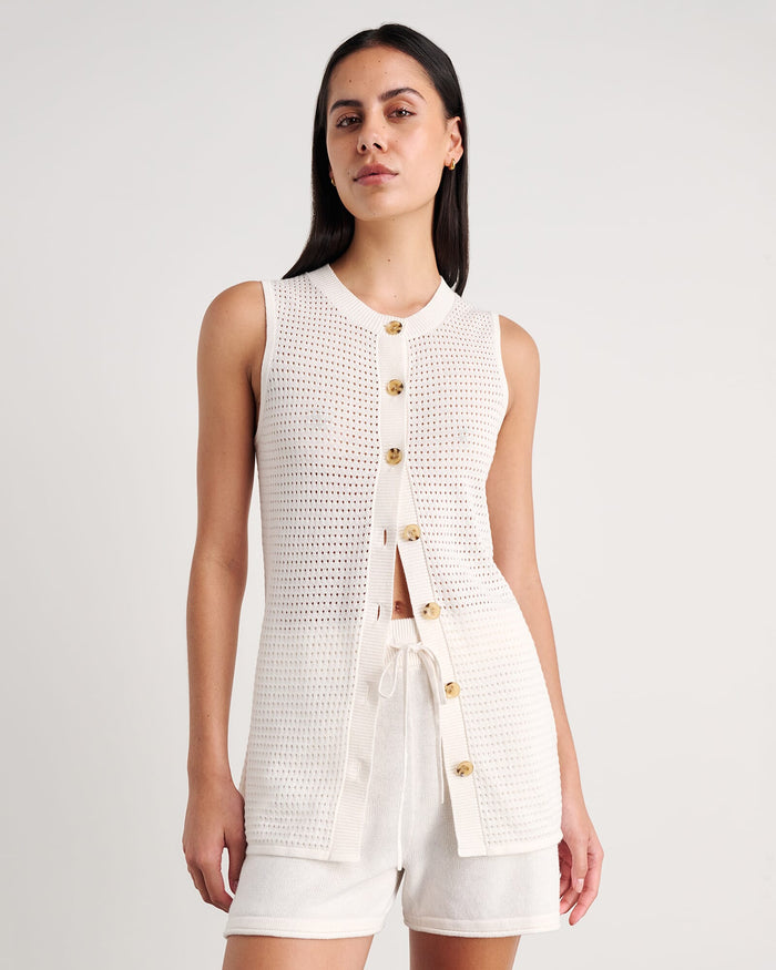 JAG brita longline knit vest milk