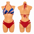 🇨🇻Cape Verde Flag Triangle Bikini Set – Red Cut-Out Bottom can be use 2 side