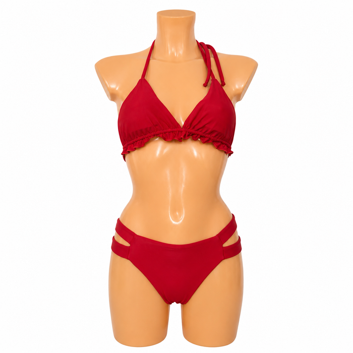 🇨🇻Cape Verde Flag Triangle Bikini Set – Red Cut-Out Bottom can be use 2 side