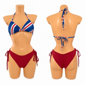 🇨🇻Cape Verde Flag Triangle Bikini Set – Red Tie-Side Bottom