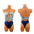 🇨🇻 Cape Verde One Piece Swimsuit – Blue & Light Print Monokini, Women’s