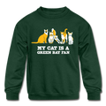 Cat is a GB Fan Kids' Crewneck Sweatshirt - forest green