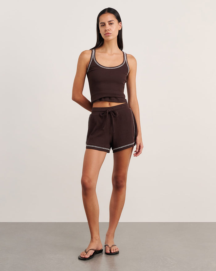 JAG celina blanket stitch short darkchocolate
