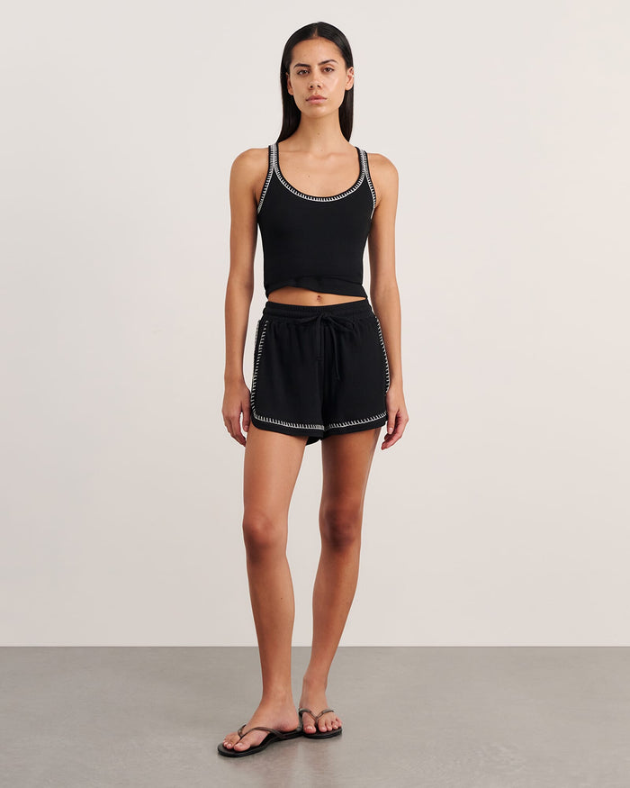 JAG celina blanket stitch short black