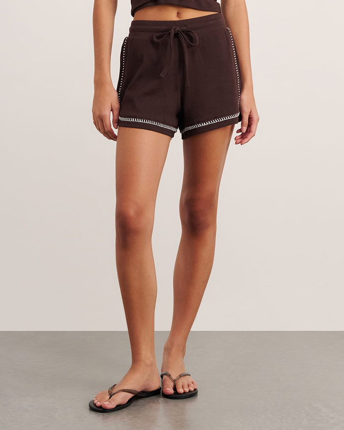 JAG celina blanket stitch short darkchocolate