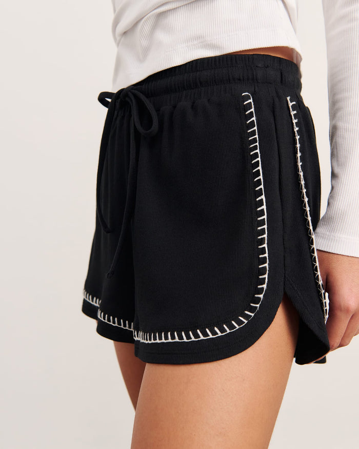 JAG celina blanket stitch short black