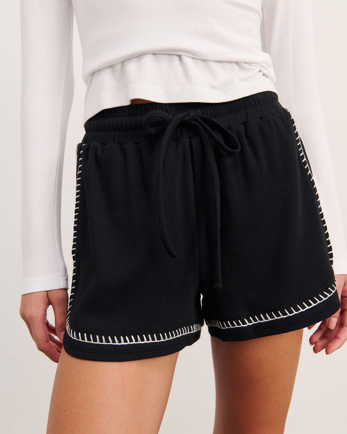 JAG celina blanket stitch short black