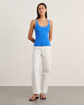 JAG celina blanket stitch tank brightblue