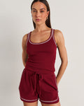 JAG celina blanket stitch tank burgundy