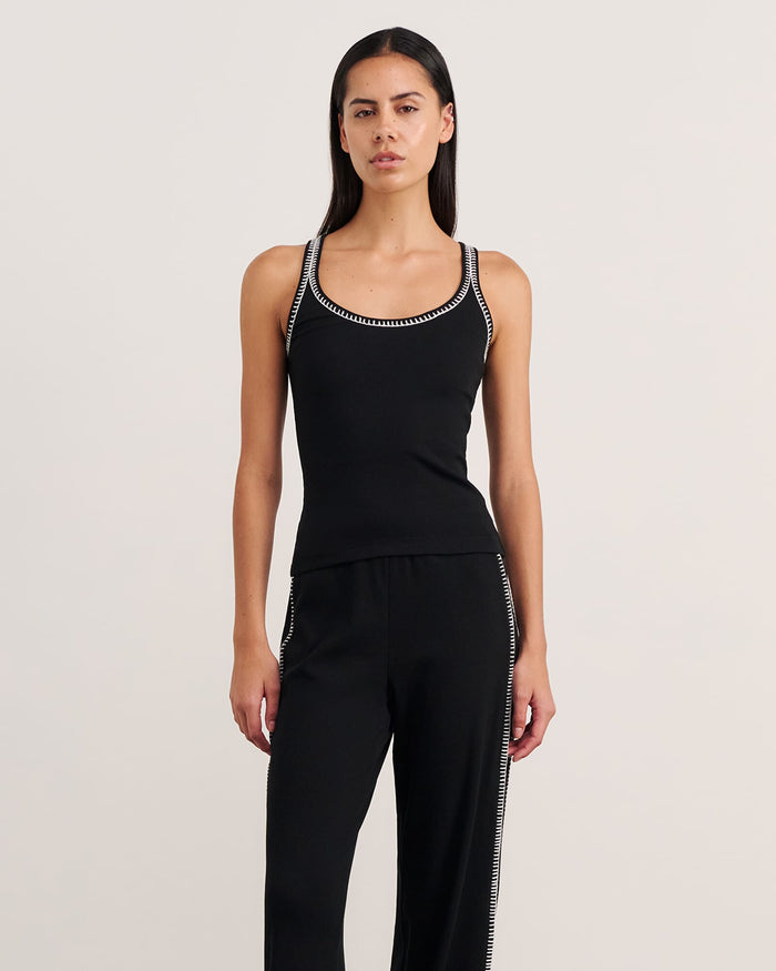 JAG celina blanket stitch tank black