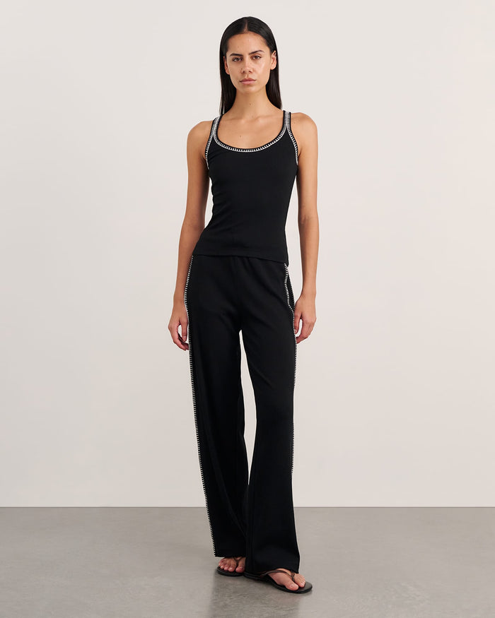 JAG celina blanket stitch tank black
