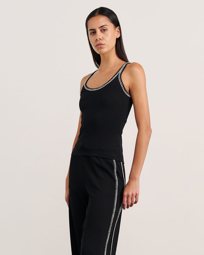JAG celina blanket stitch tank black