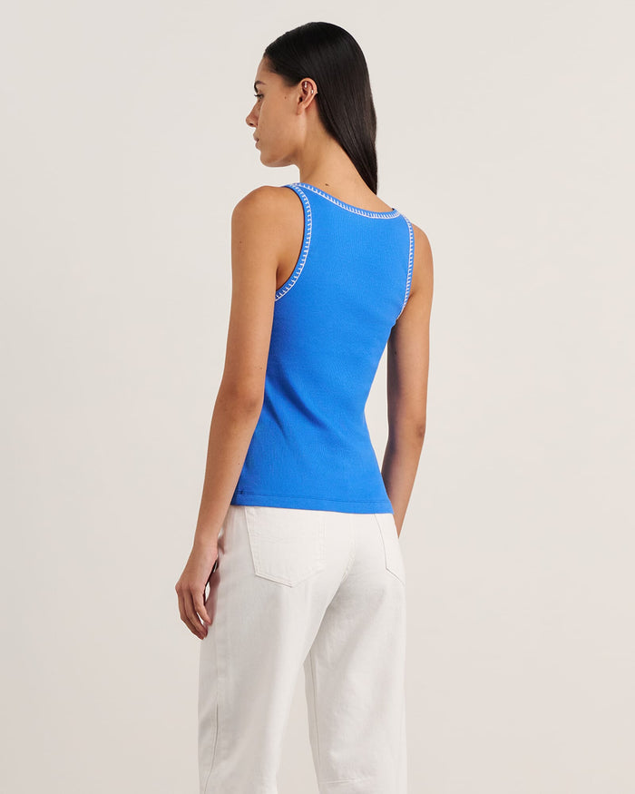 JAG celina blanket stitch tank brightblue