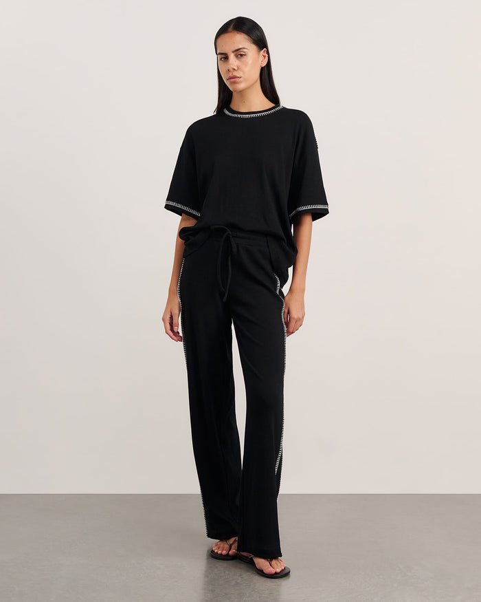 JAG celina blanket stitch pant black