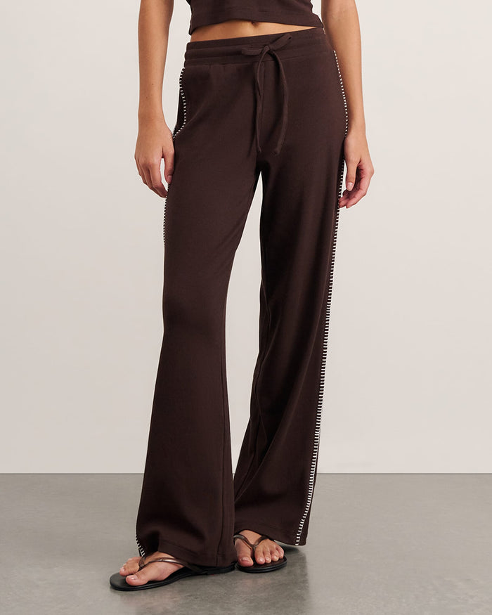 JAG celina blanket stitch pant darkchocolate