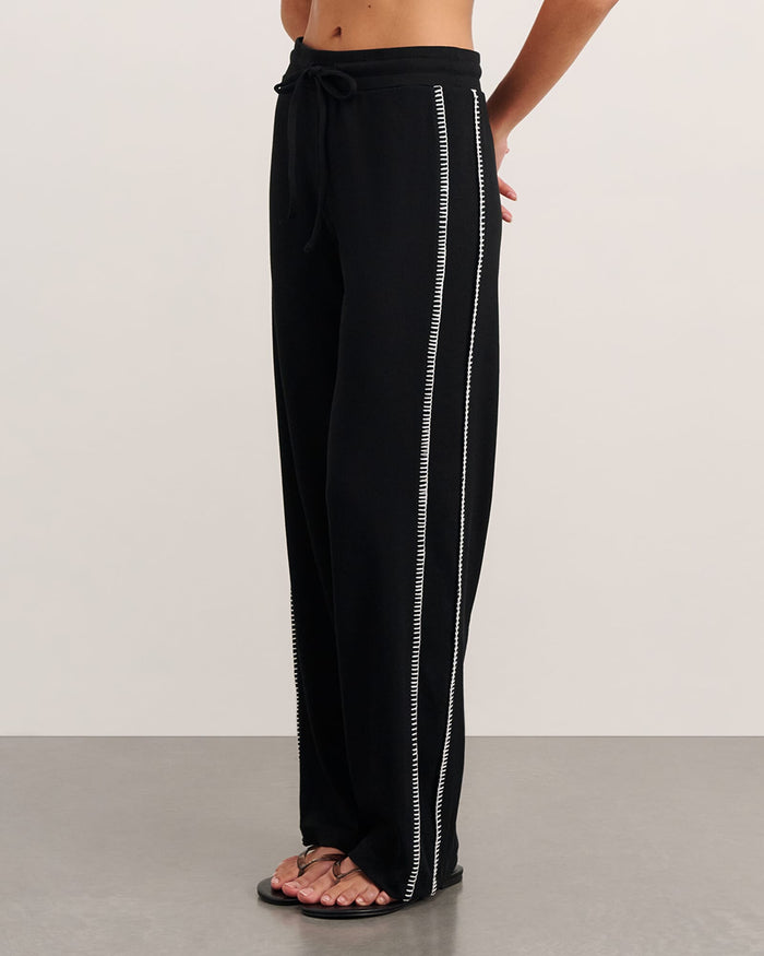 JAG celina blanket stitch pant black