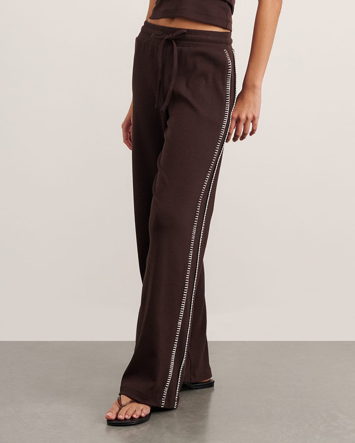 JAG celina blanket stitch pant darkchocolate