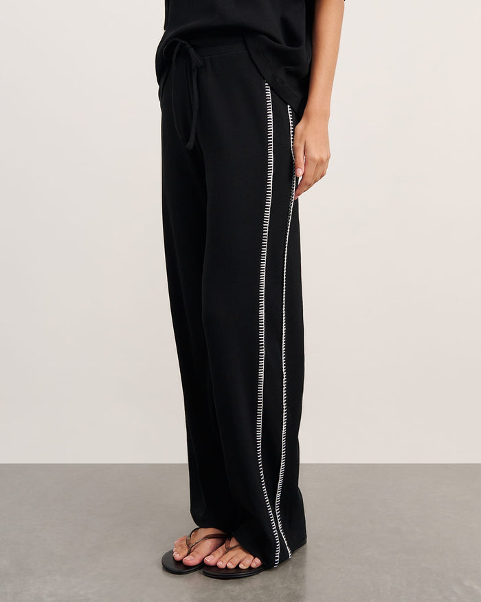 JAG celina blanket stitch pant black