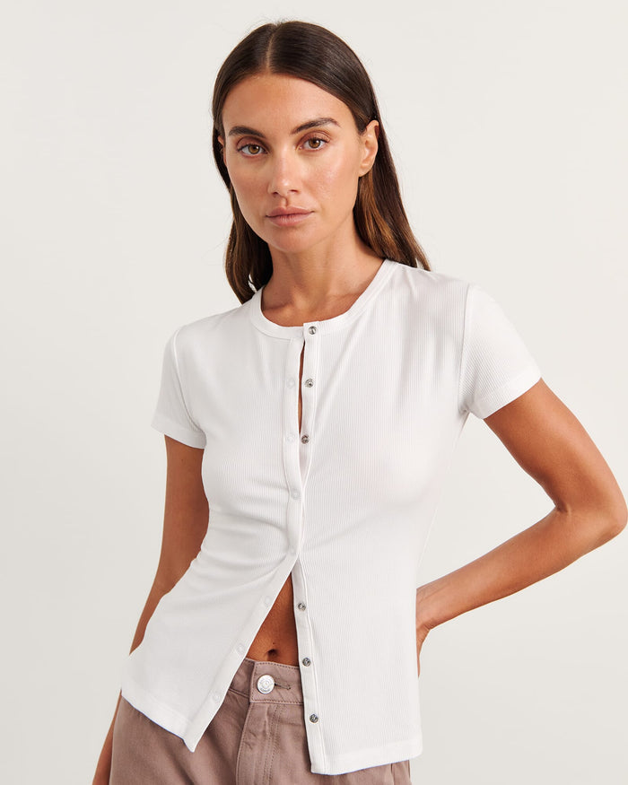 JAG celina short sleeve top white