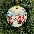 Ceramic Ornament, Gnomes with Birds