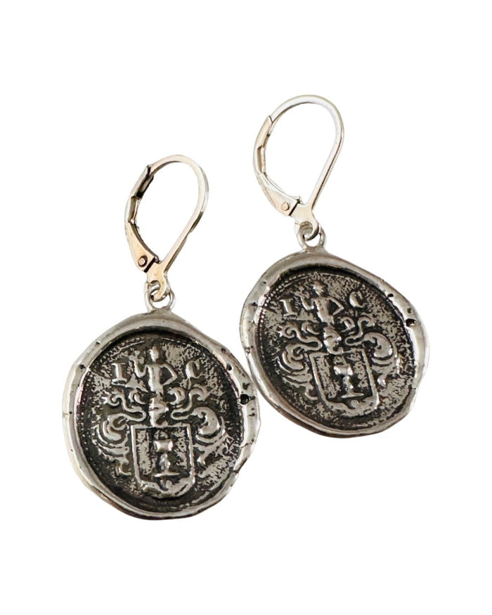 Chalice Crest Silver Shield Earring