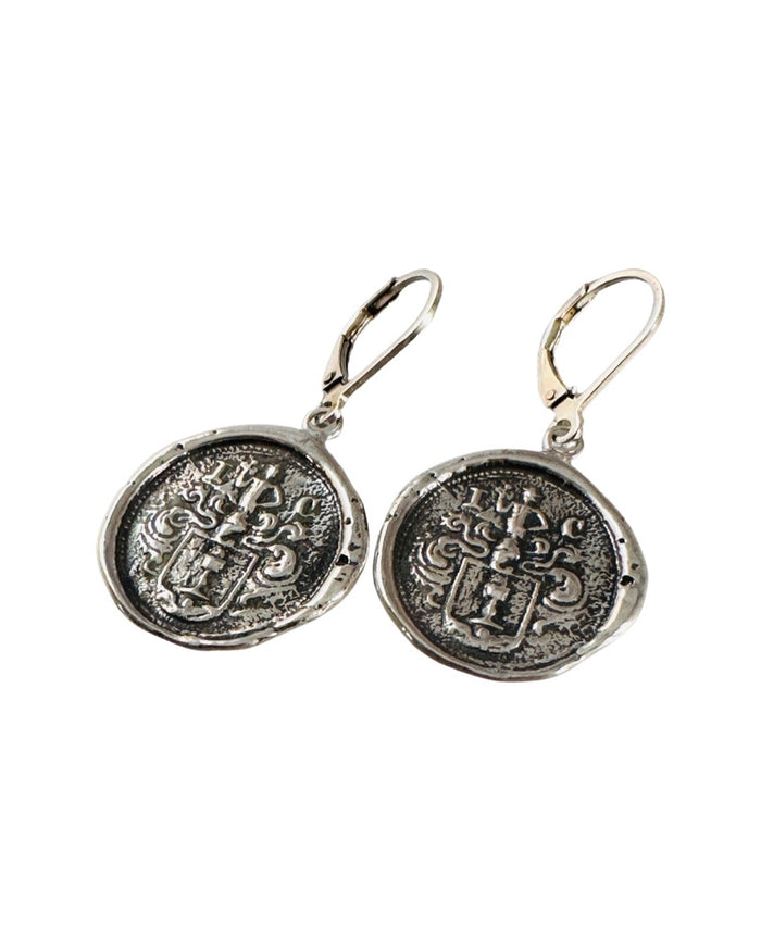 Chalice Crest Silver Shield Earring