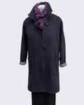 Charcoal Hand-Dyed Cotton Fleece Long Jacket Button Loop