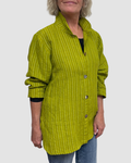Chartreuse Hand Dyed Linen Big Shirt Upcycled Buttons