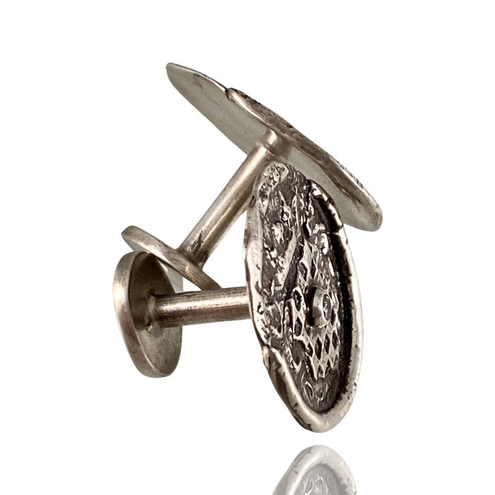 Checkerboard Diamond Sterling Silver Cufflinks