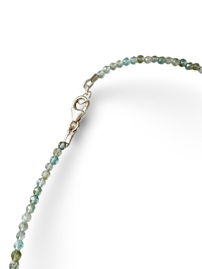 Checkered Shield Blue Zircon Necklace