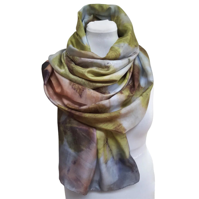 Chestnut Eco Print Silk Scarf Botanical Hand Dyed | Engayla