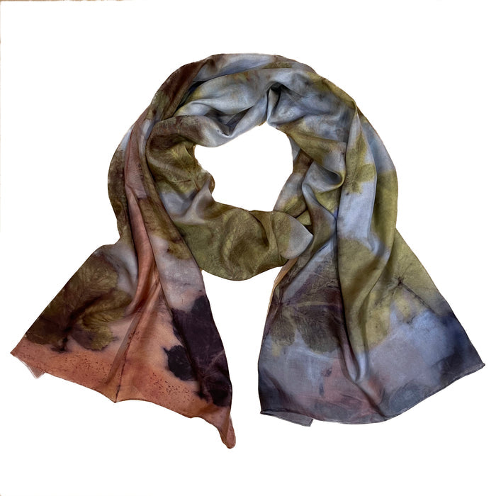 Chestnut Eco Print Silk Scarf Botanical Hand Dyed | Engayla