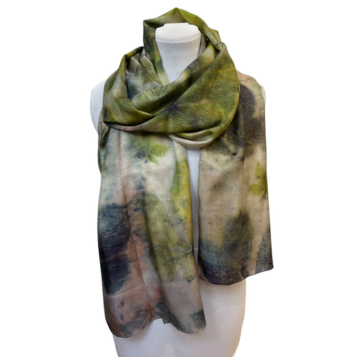 Chestnut Eco Print Silk Scarf Botanical Hand Dyed | Engayla