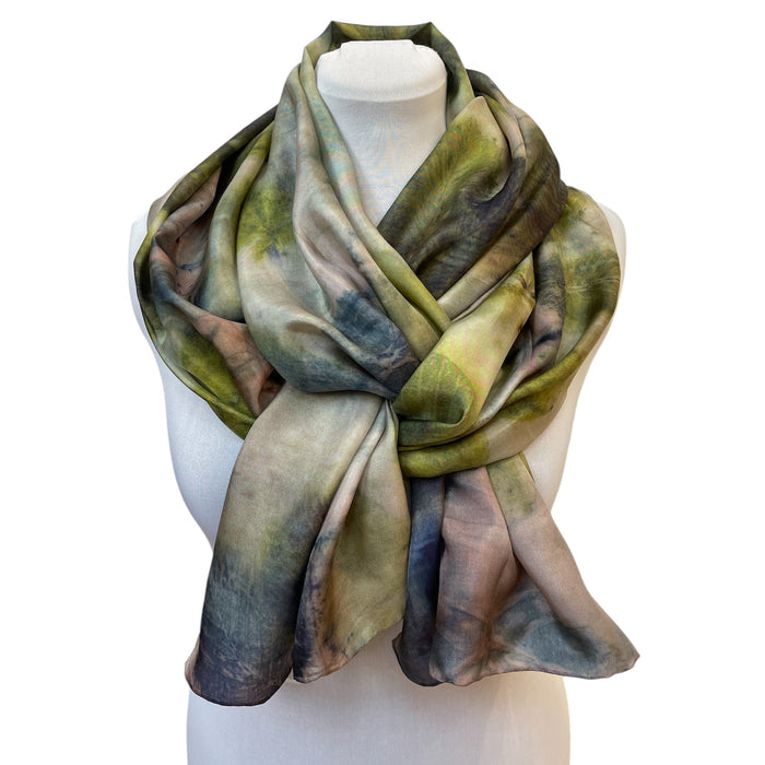 Chestnut Eco Print Silk Scarf Botanical Hand Dyed | Engayla
