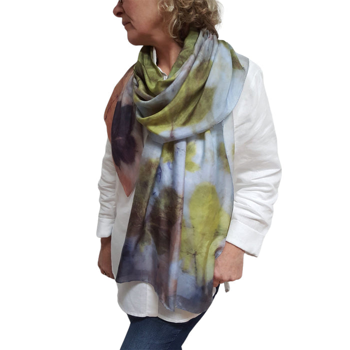 Chestnut Eco Print Silk Scarf Botanical Hand Dyed | Engayla