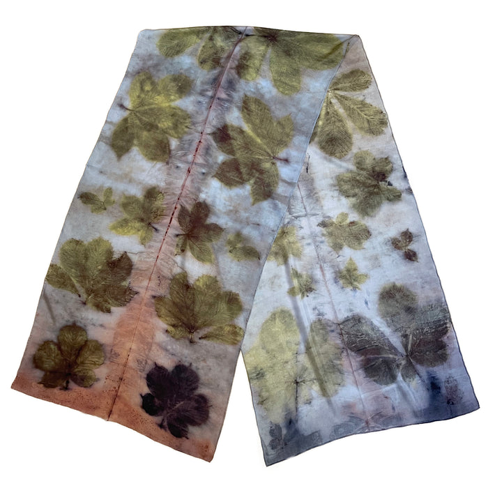 Chestnut Eco Print Silk Scarf Botanical Hand Dyed | Engayla