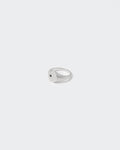white gold satined ring with hand-set stones in white and black for man and women