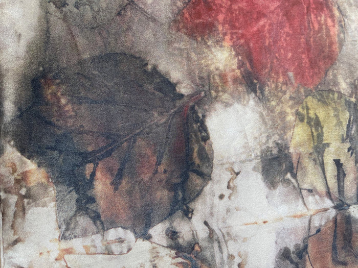 Abstract artwork with a mix of colors and textures