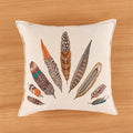 Coral & Tusk 20" x 20" Embroidered Linen Pillow, Feather Plumes Fan