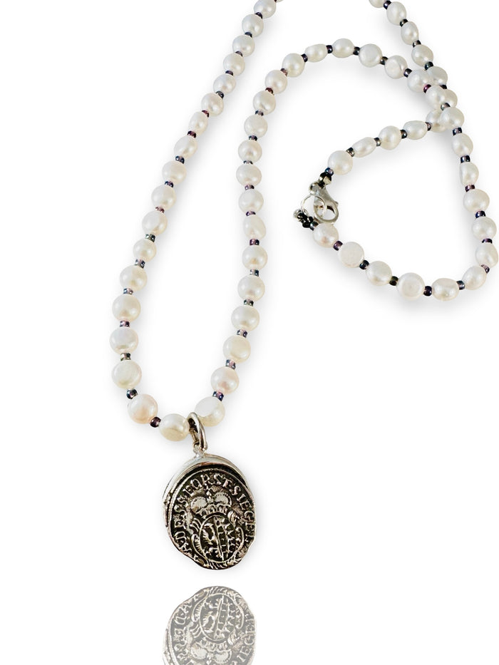 Crest and Fresh Water Pearl & Gemstone Necklace