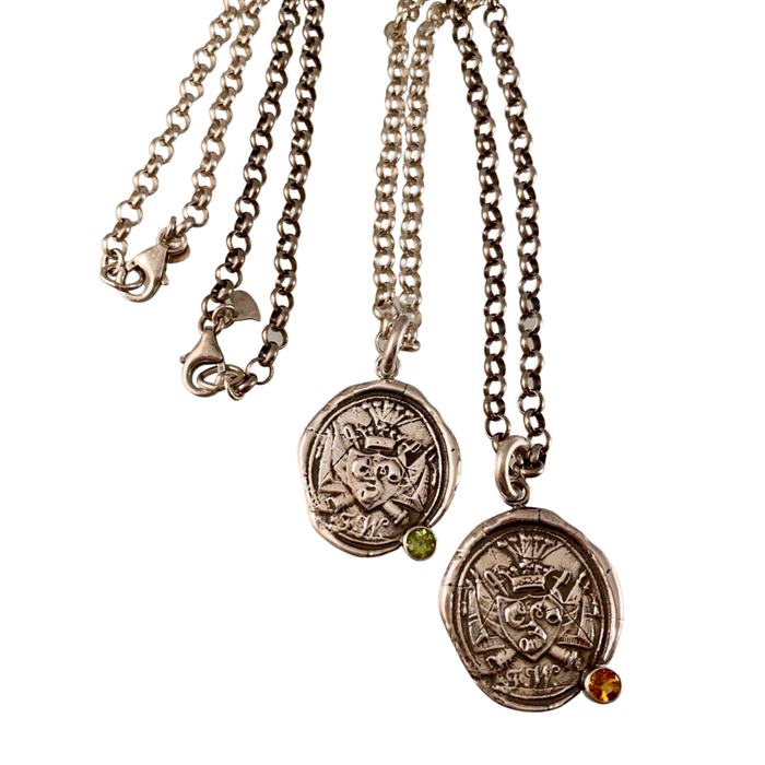Crown Shield Gemstone Necklace