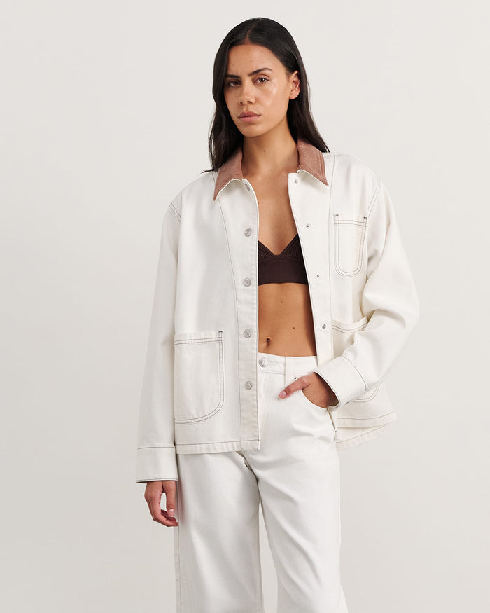 JAG denim barn jacket white