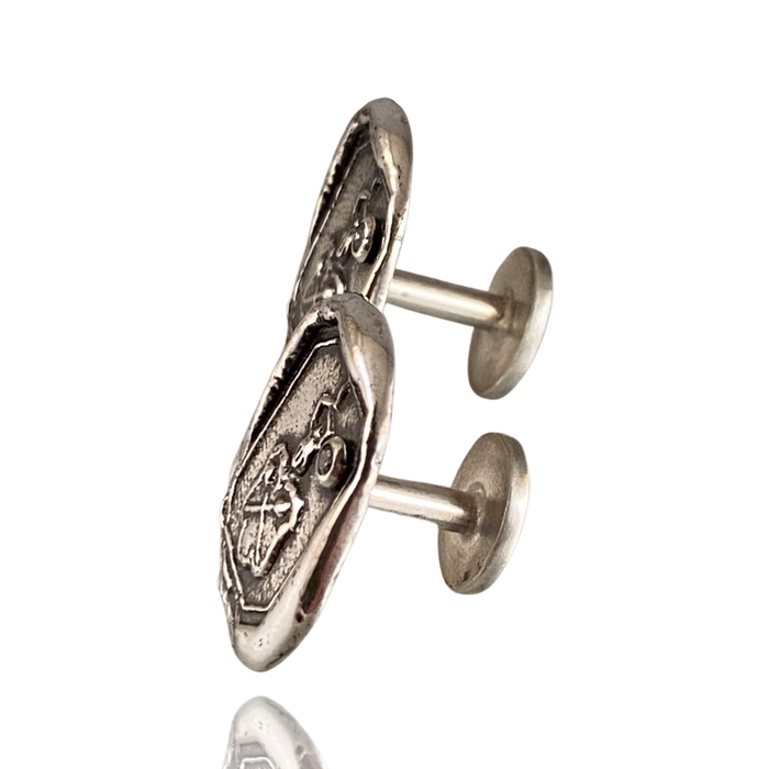 Diamond Shield Sterling Silver Cufflinks
