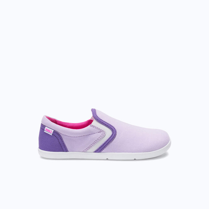Xero Shoes Dillon Canvas Slip On - Big Kids - in Light Purpose with Toe Facing Forward