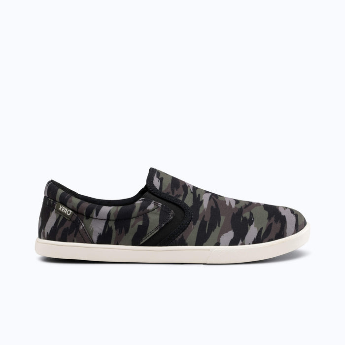 Xero Shoes Dillon Canvas Slip-On Men Sneaker in Army Green Camo with Toe Facing Right