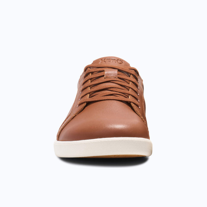 Xero Shoes Dillon Leather Men Shoe in Brown with White Sole Toe Facing Front