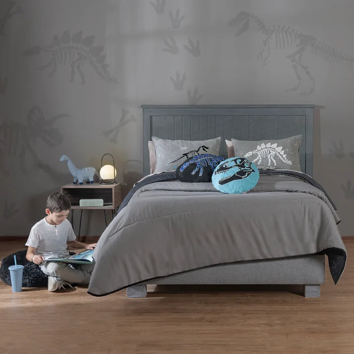 DINOSAURS SHINE IN THE DARKNESS SOFT TEXTURE REVERSIBLE COMFORTER SET 4 PCS QUEEN SIZE MADE IN MEXICO