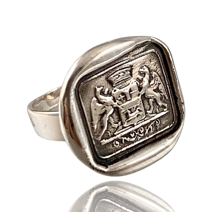 Double Gryphon Sterling Silver Ring